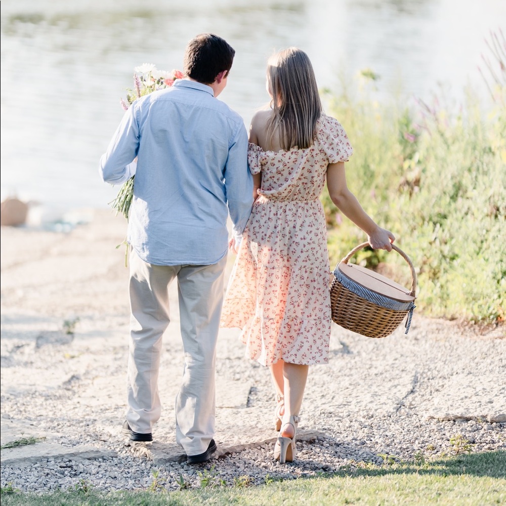 Engagement Photo floral midi dress